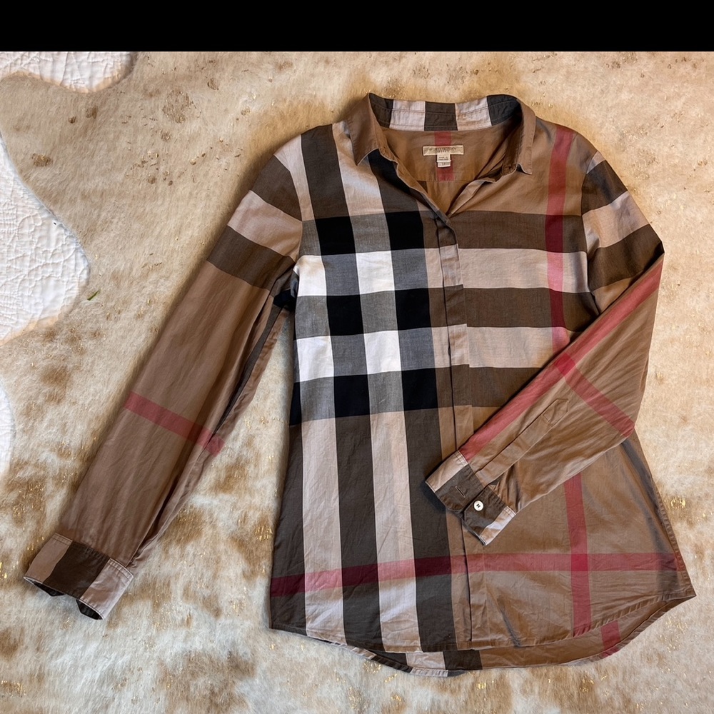 Burberry Brit Brown Nova Check Patterned Cotton Button Front Shirt